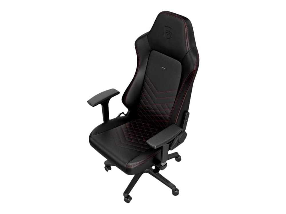 noblechairs Hero PU Leather, Air filled seat, Stoppat ryggstöd, Svart, Svart, Röd, Stål, Svart