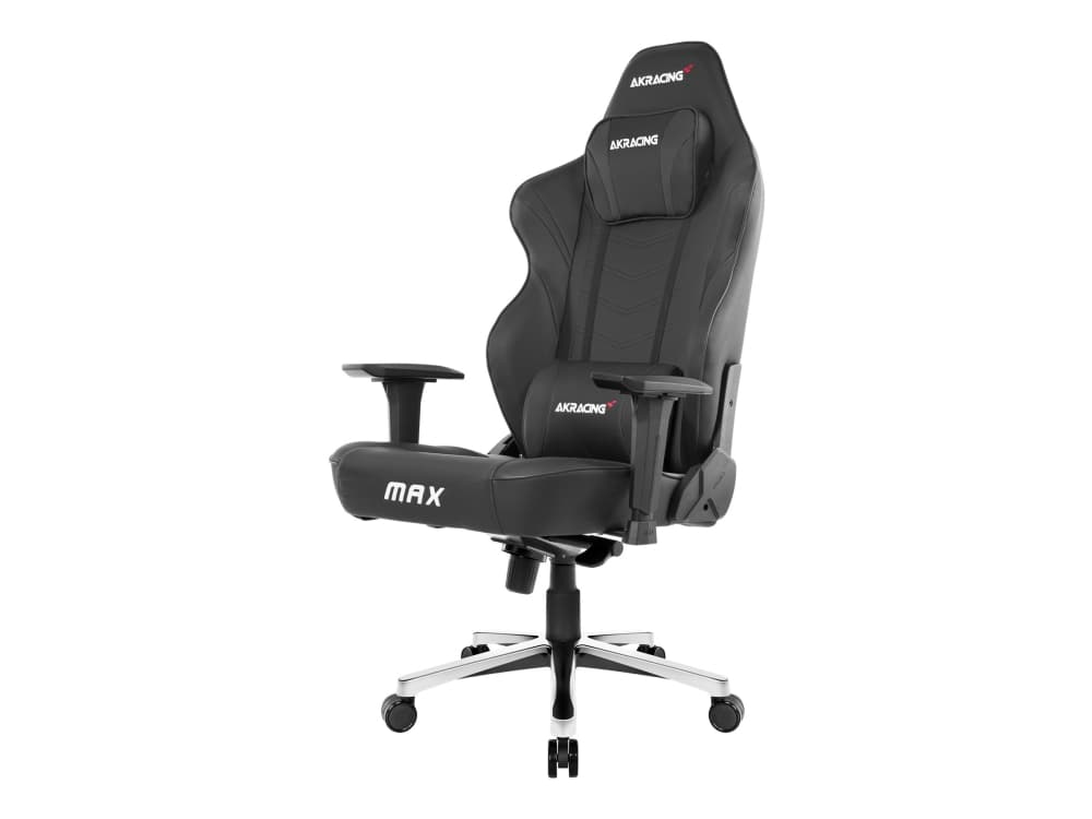 AKRACING MAX - Stol - armstöd - T-formad - svängtapp - metall, högdensitetsskum, PU-syntetläder - svart