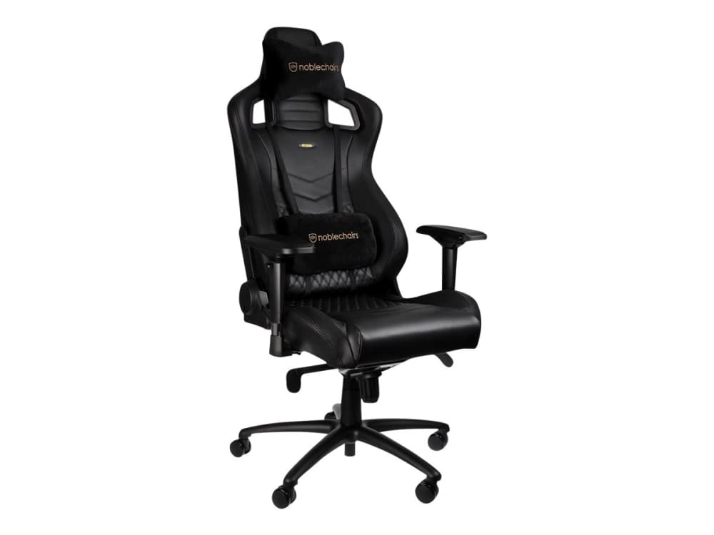 Noblechairs EPIC - Stol - ergonomisk - armstöd - T-formad - lutning - svängtapp - aluminium, nylon, stål, nappaskinn, kallt skum - svart