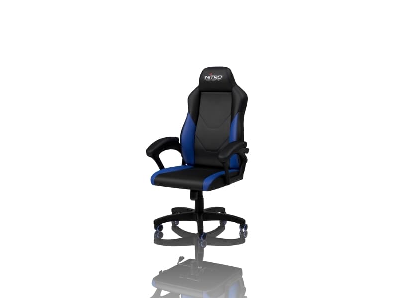 Nitro Concepts C100, PC-spelsstol, PC, 120 kg, Stoppad sits, Stoppat ryggstöd, Svart / Blå