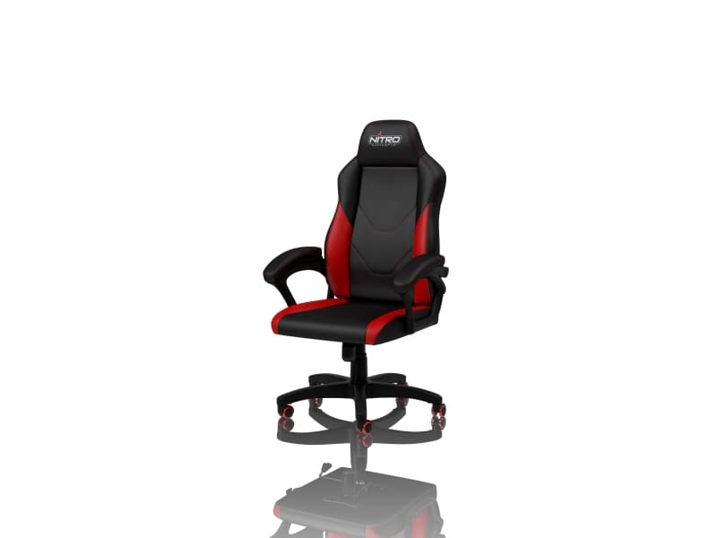 Nitro Concepts C100, PC-spelsstol, PC, 120 kg, Stoppad sits, Stoppat ryggstöd, Svart / Röd
