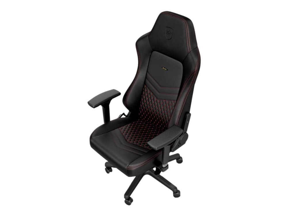 noblechairs Hero Real Leather, Air filled seat, Stoppat ryggstöd, Svart, Röd, Svart, Röd, Svart, Svart