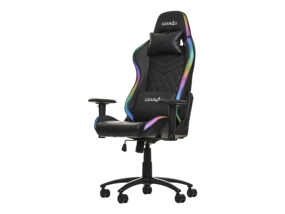 Gear4U Illuminated - Stol - armstöd - svängtapp - metall, nylon, polyuretan, trä, skumgummi, järn - svart