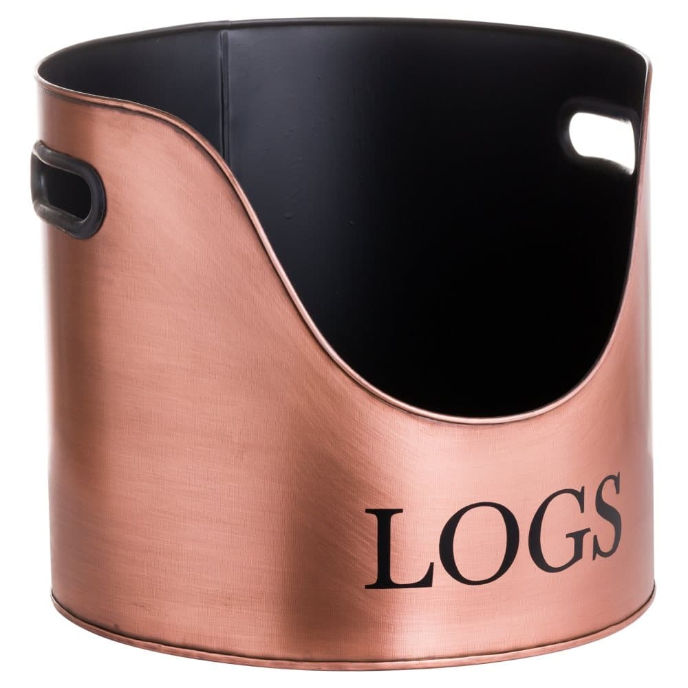 Hill Interiors Copper Finish Log Storage Bucket