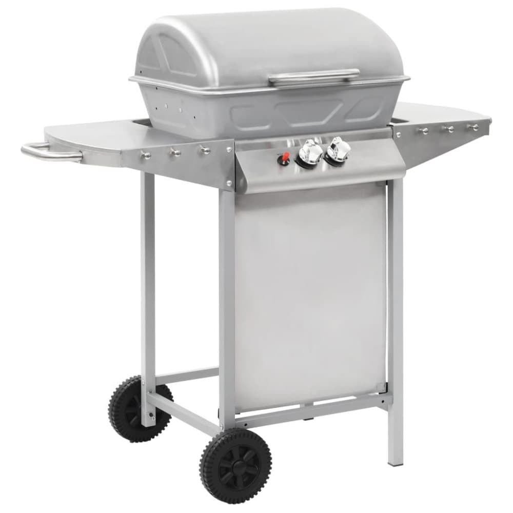 Gasolgrill med 2 grillzoner rostfritt stål silver | Fri Frakt
