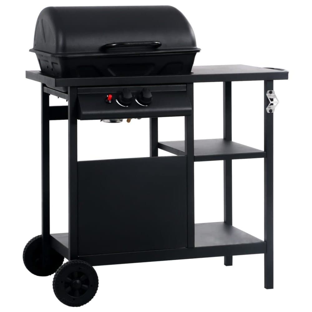 vidaXL gasgrill med 3-lags sidebord sort