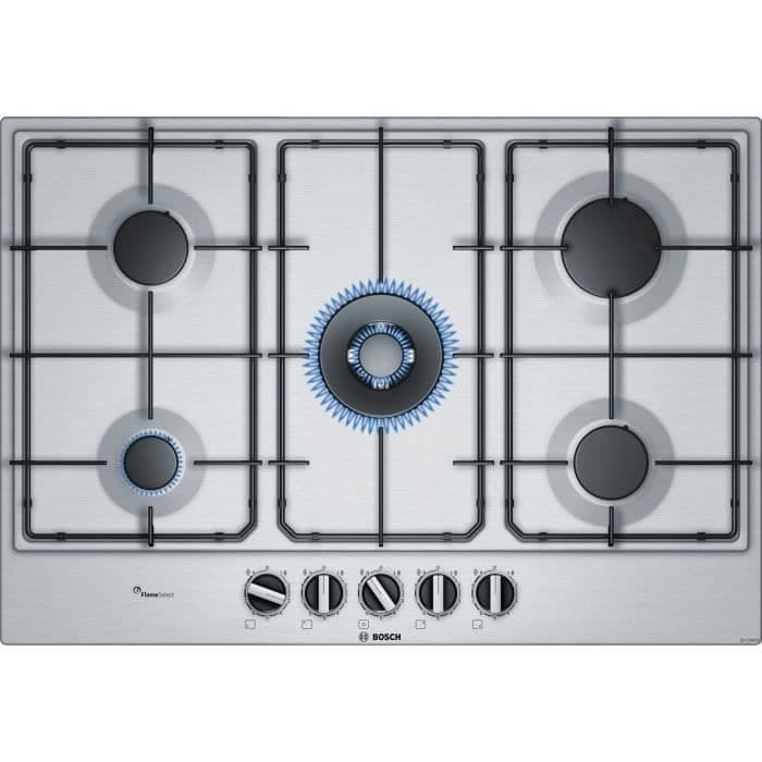 BOSCH PCQ7A5B80 kaasuliesi - 5 poltinta - maks. 11,5 kW - L 75 x D52cm - ruostumattoman teräksen pinnoite - ruostumattoman teräksen värit