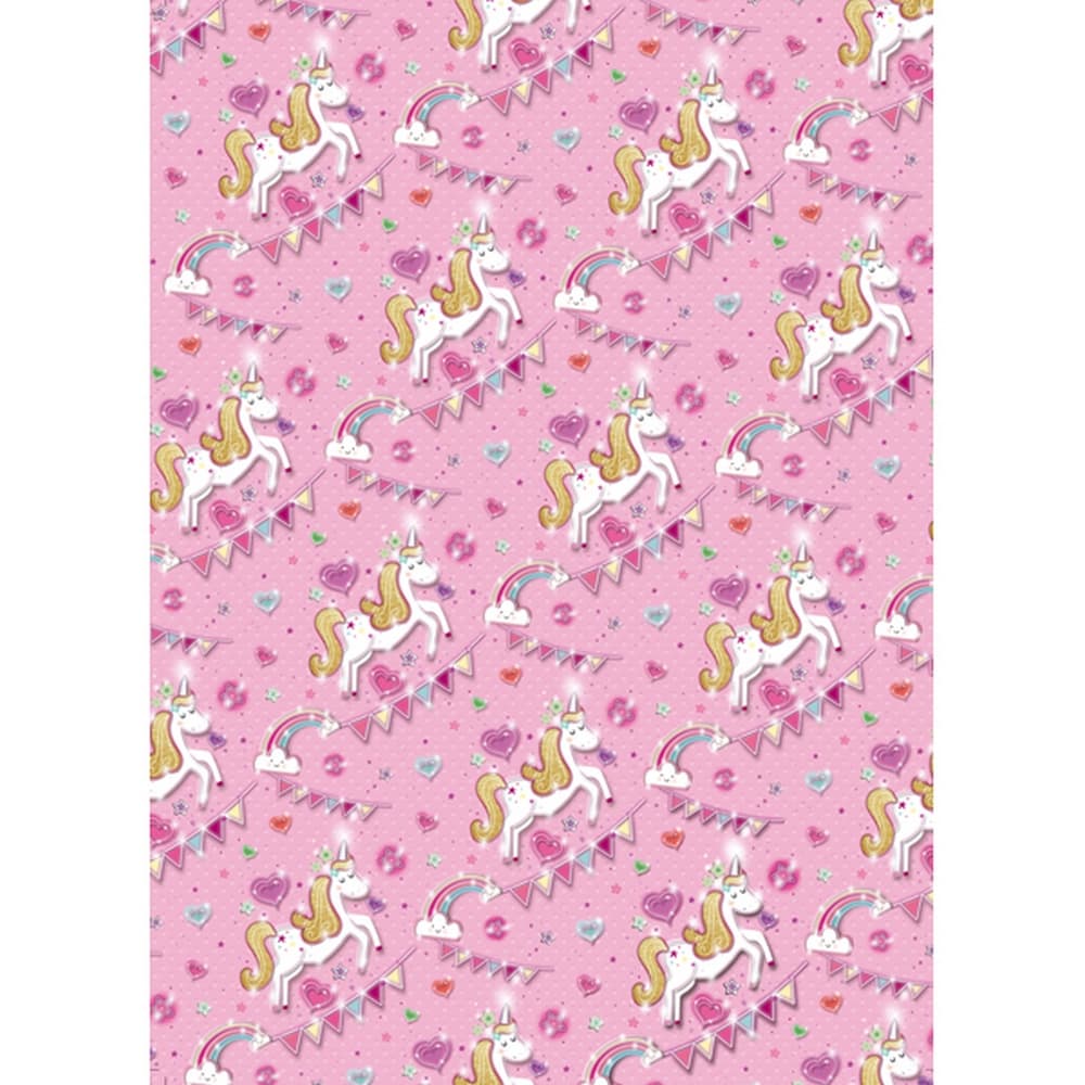 Simon Elvin Pink Unicorn Gift Wrap (Pack of 24)