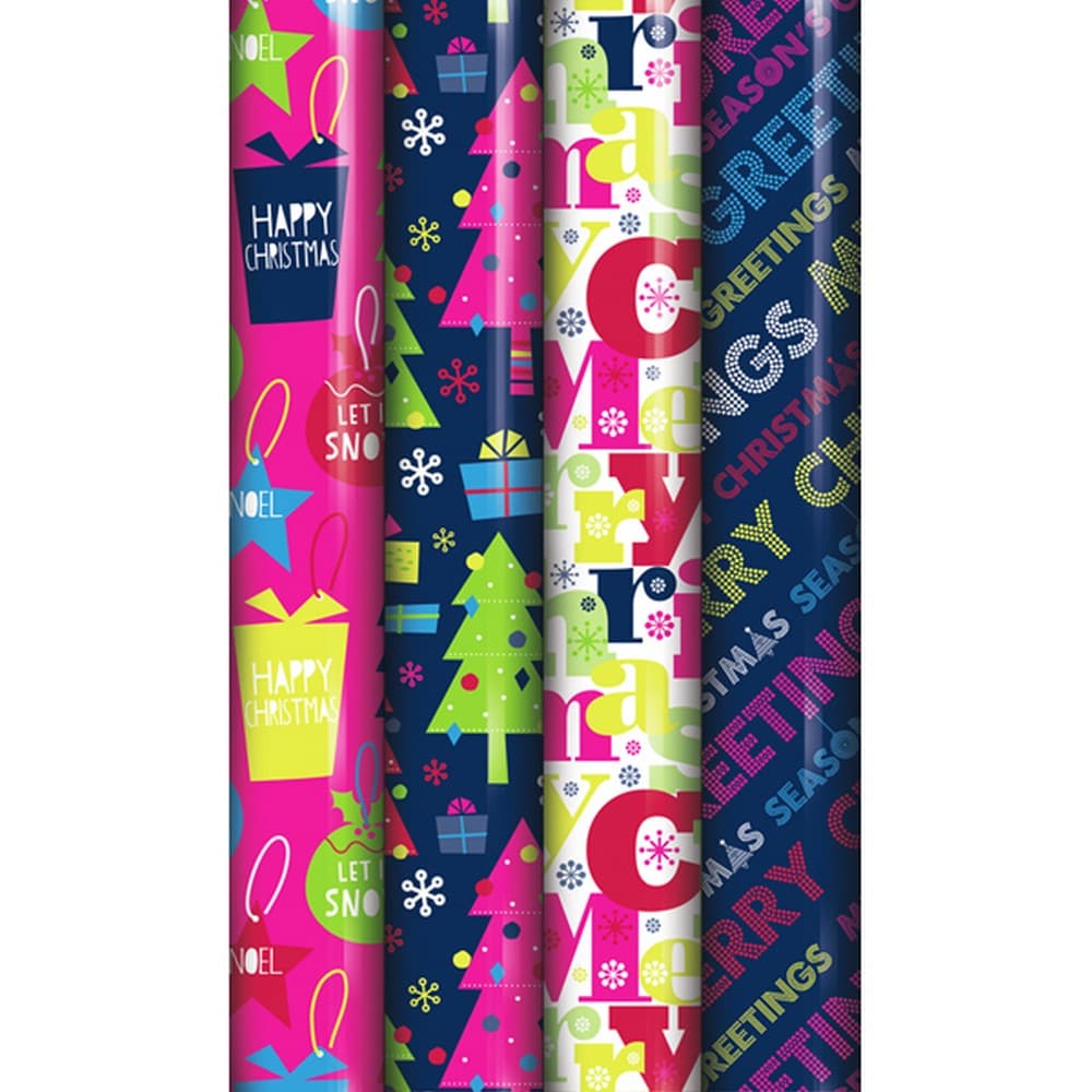 Eurowrap Christmas North Pole Neon Gift Wrap Rolls (Pack of 36)