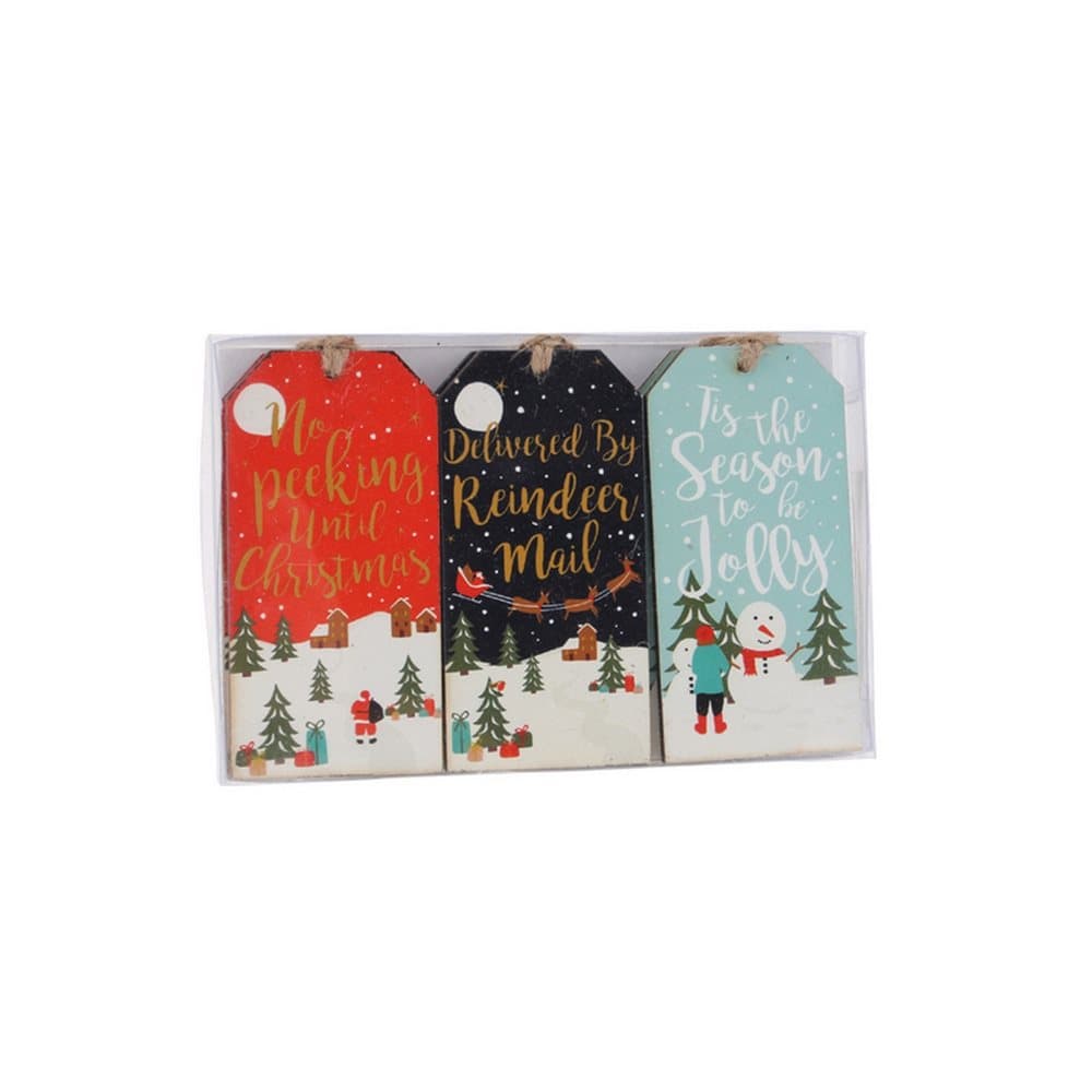 CGB Giftware Christmas 6 Wooden Festive Greeting Gift Tags