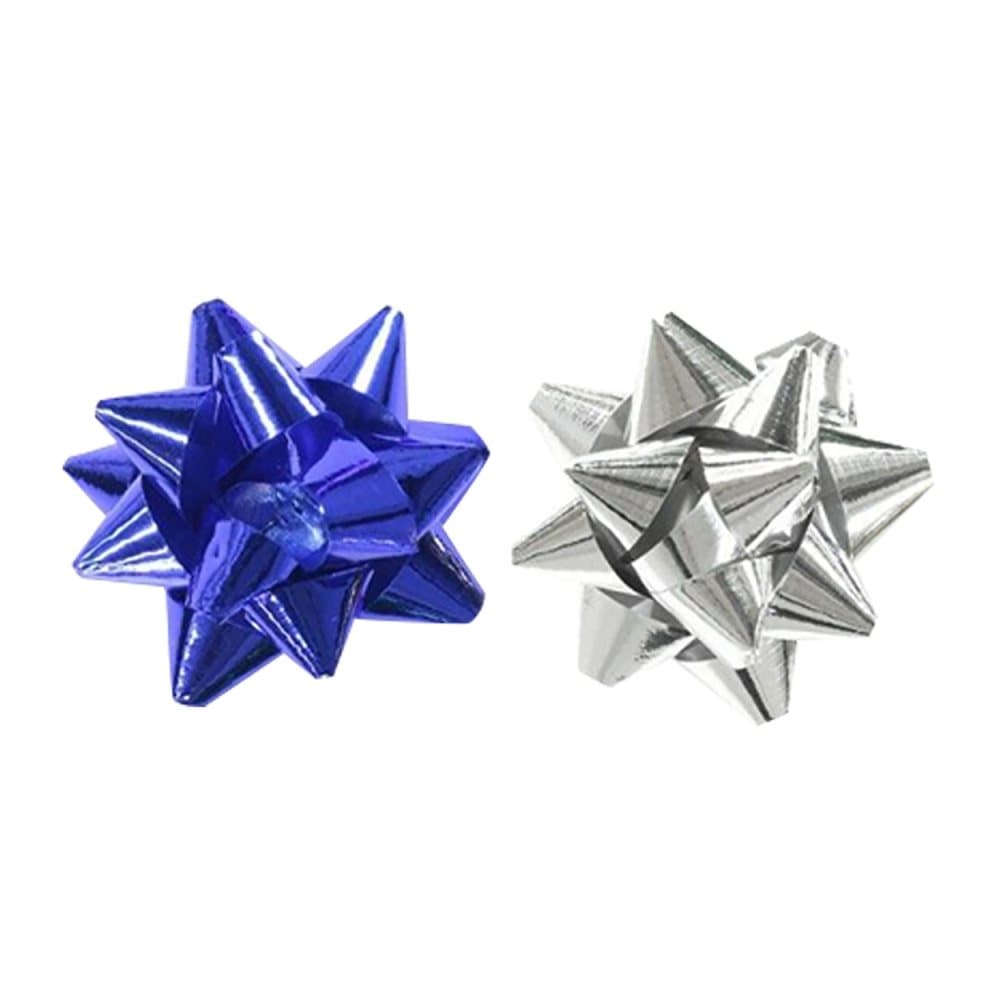 Apac Metallic Galaxy Blue And Silver Gift Bows (Pack Of 15)