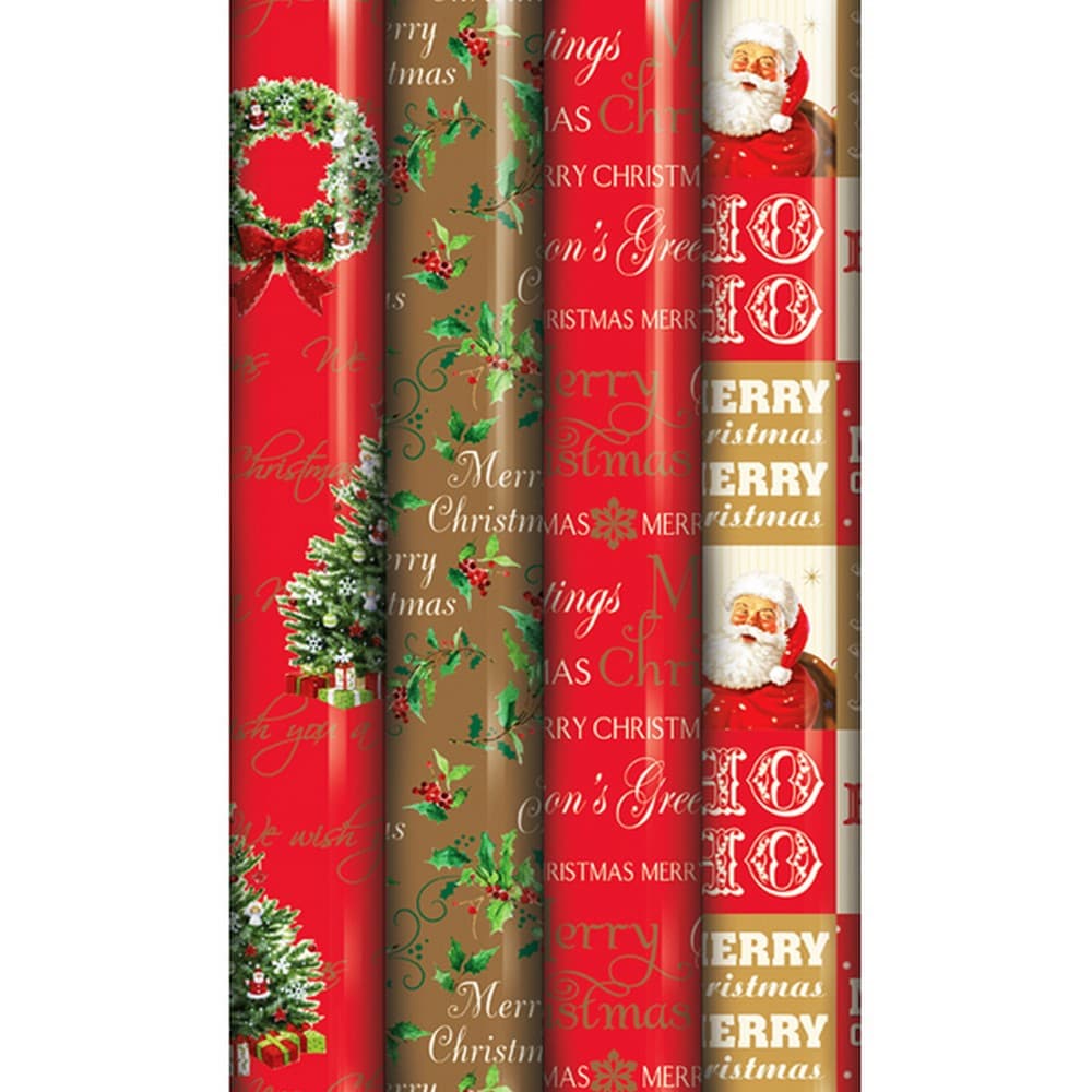 EuroWrap North Pole Traditional Xmas Gift Wrap Rolls (Pack of 36)