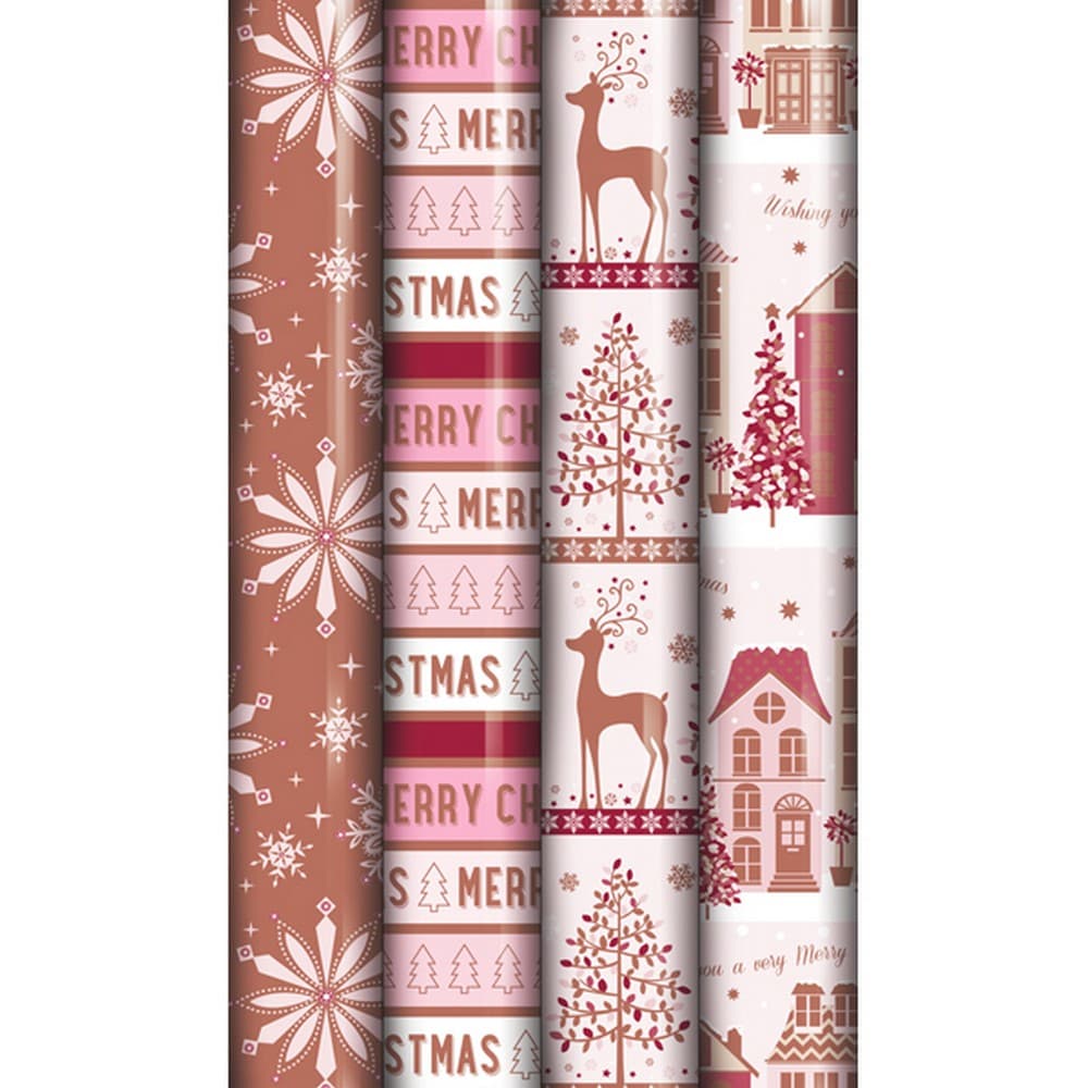EuroWrap North Pole Metallic Xmas Gift Wrap Rolls (Pack of 36)