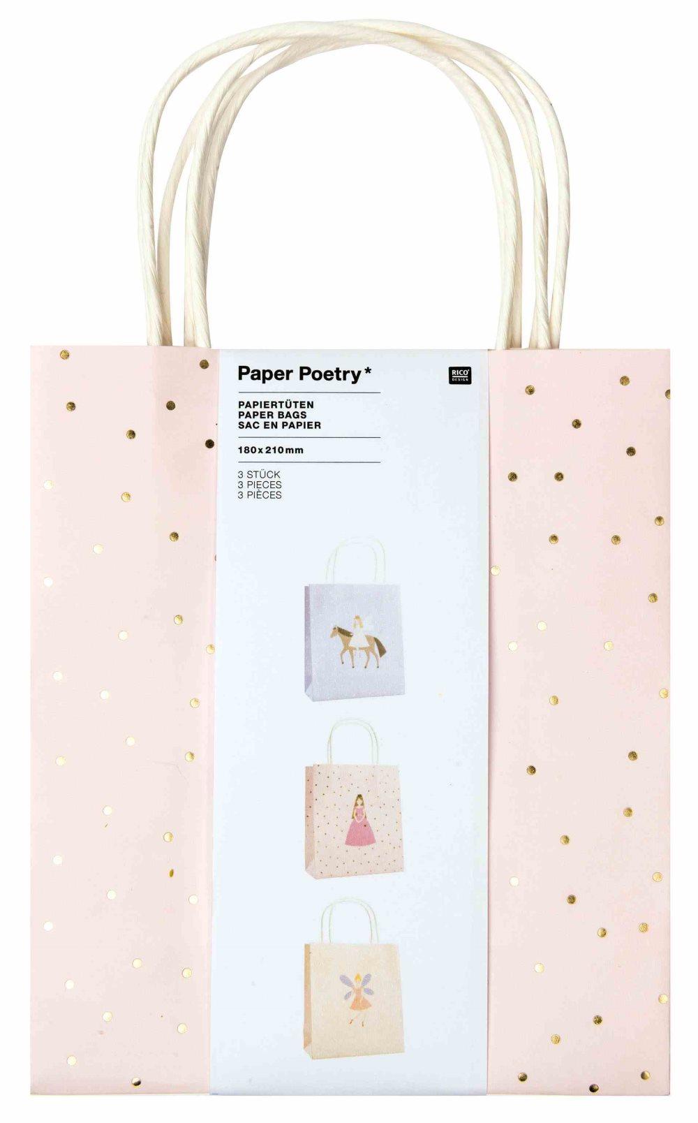 Gavepose, Prinsesse, 3 stk., 18 x 21 cm, Rico Design