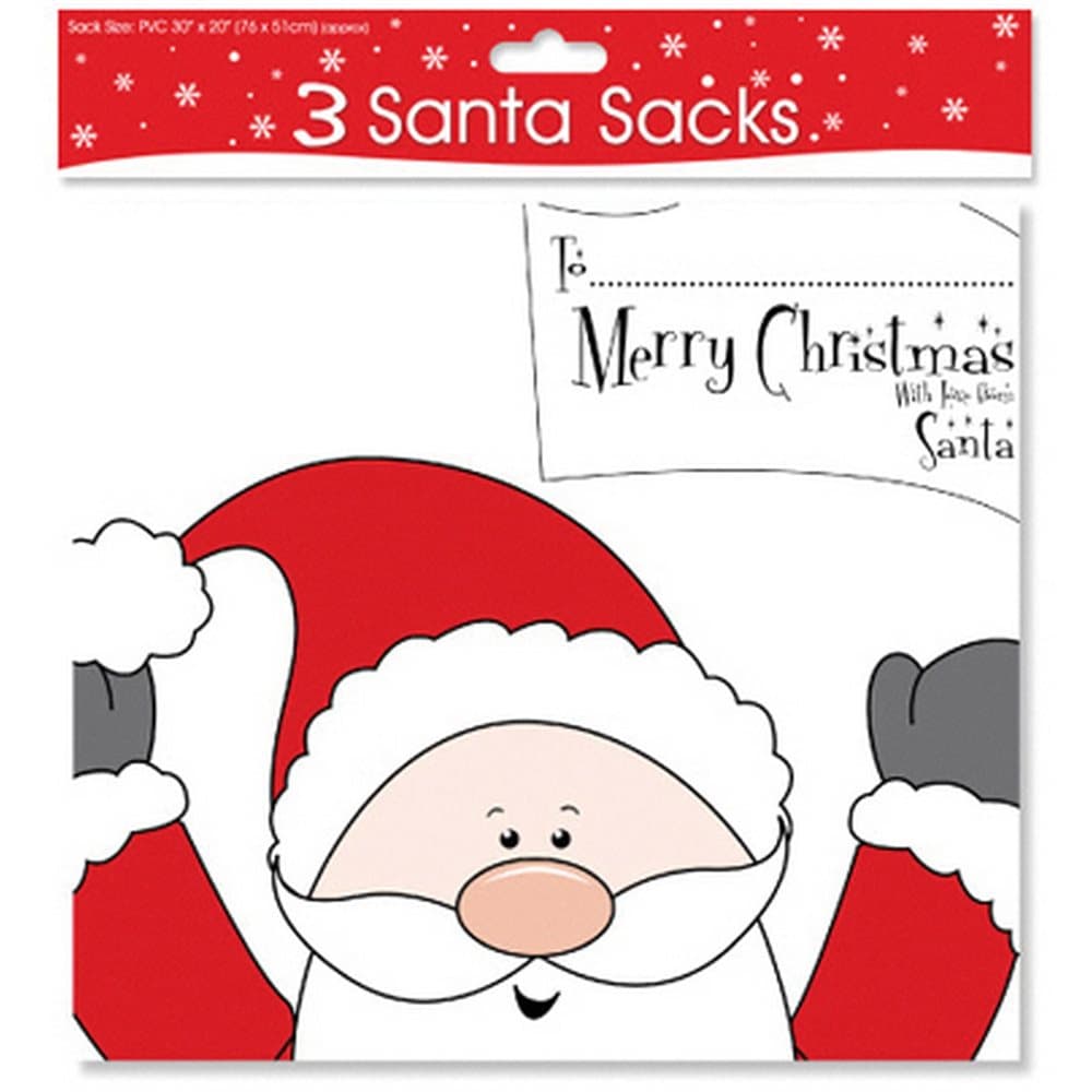 Christmas Shop PVC Santa Sacks (Pack Of 3)