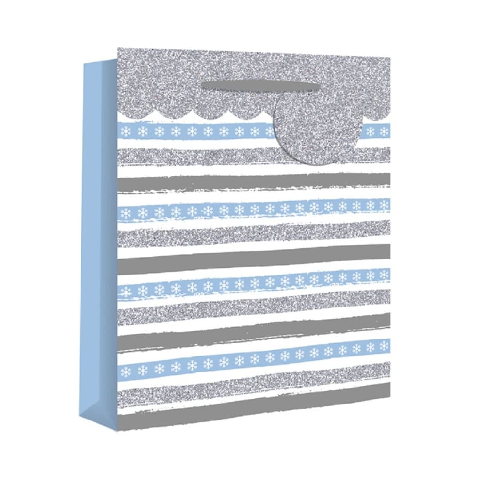 Eurowrap Julklappspåsar med blå randdesign (paket med 12)