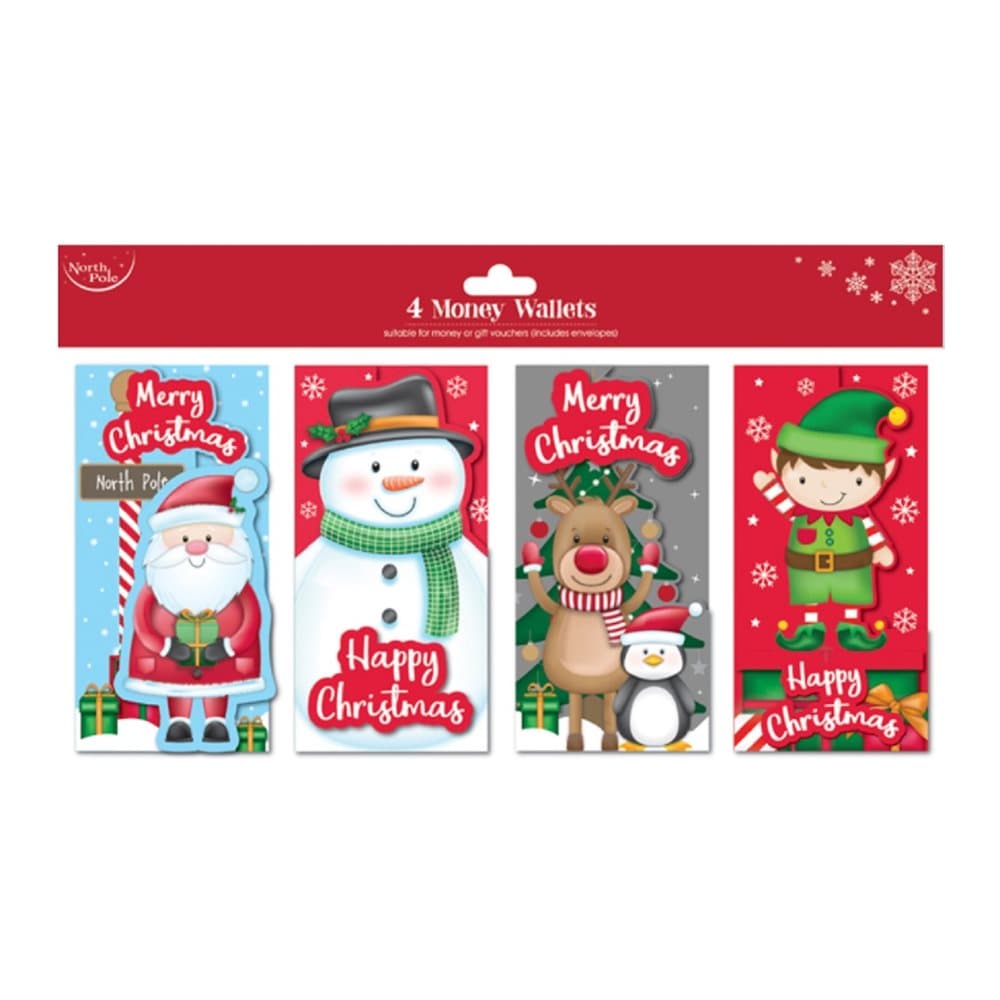 North Pole Christmas Money Wallets (Pack of 4)