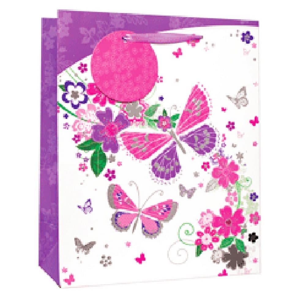 Simon Elvin Butterflies/Flowers Glitter Gift Bags (Pack of 6)