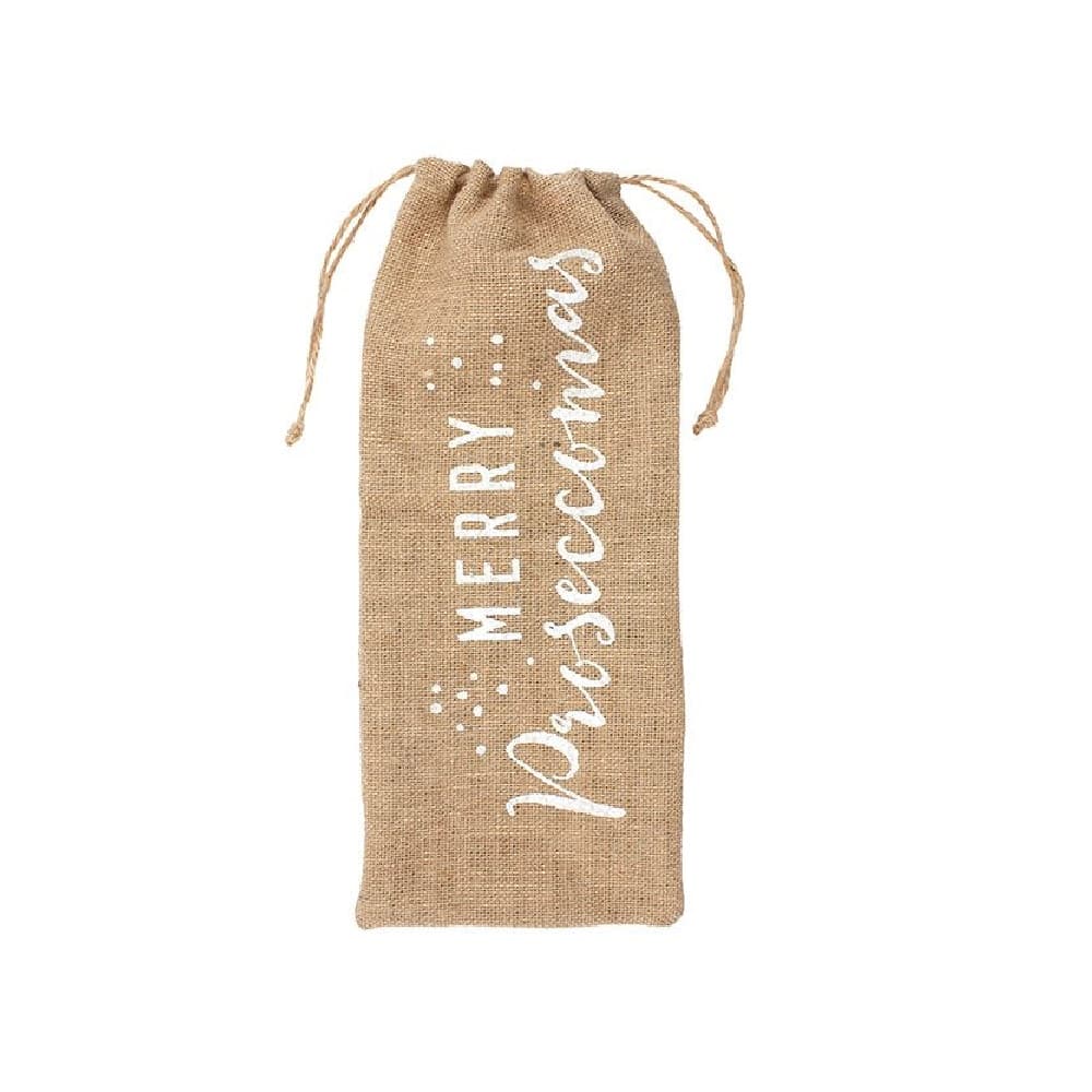Something Different Merry Proseccomas Hessian Bottle Bag