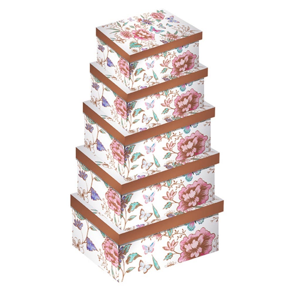Eurowrap Floral Oblong Gift Boxes (Pack of 5)