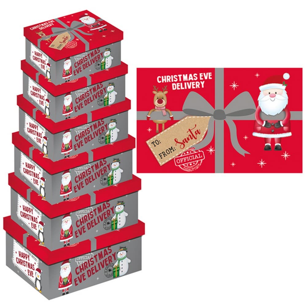 Eurowrap Christmas Christmas Eve Oblong Gift Boxes (Pack of 6)