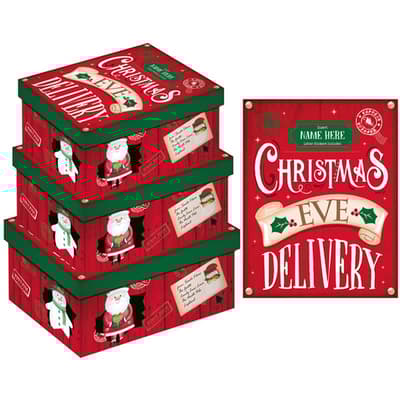 Eurowrap Christmas X-Long Oblong Christmas Eve Boxes (Pack of 3)