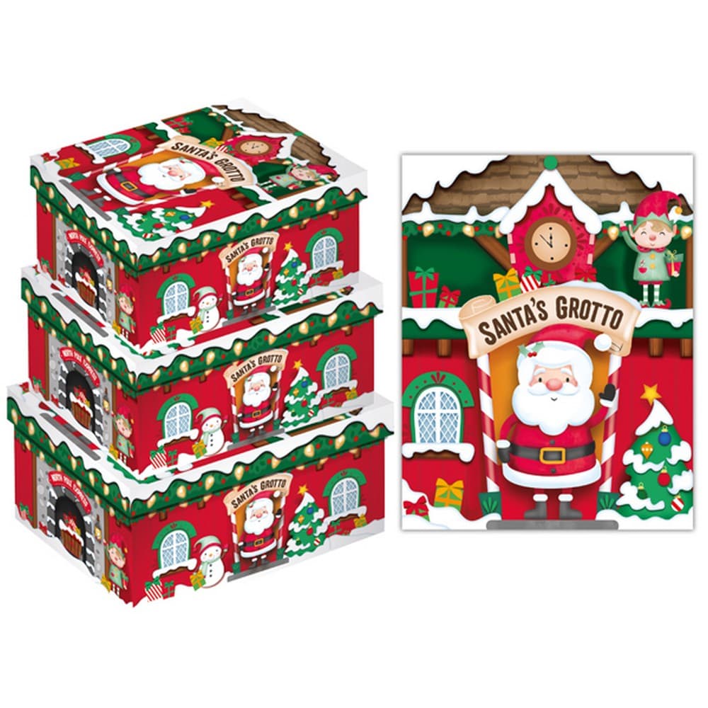 Eurowrap Christmas X-Long Oblong Santa Grotto Boxes (Pack of 3)