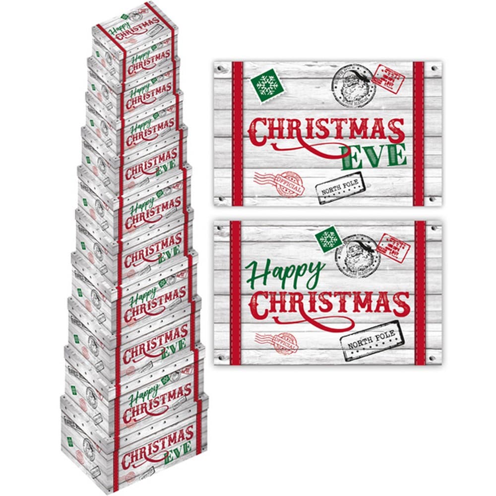 Eurowrap Christmas Crate Oblong Gift Boxes (Pack of 10)