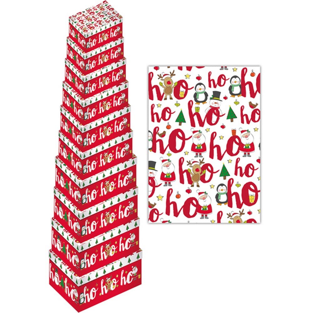 Eurowrap Christmas Ho Ho Ho Oblong Gift Boxes (Pack of 10)