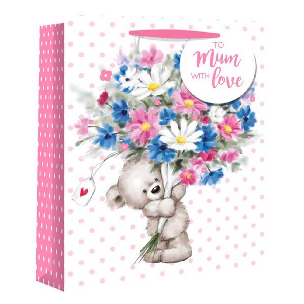 Eurowrap Cute Teddy Mothers Gift Bags (Pack of 12)