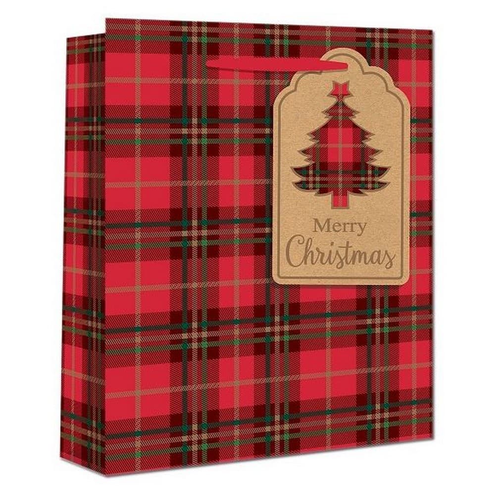 Eurowrap Christmas Tartan Gift Bags (Pack of 12)