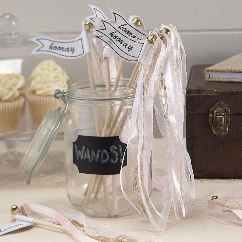 Rosa Trollspön Bröllop - Wedding Wands Hooray
