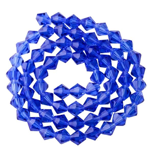 6x6 mm blåa glaspärlor bicone 130 st