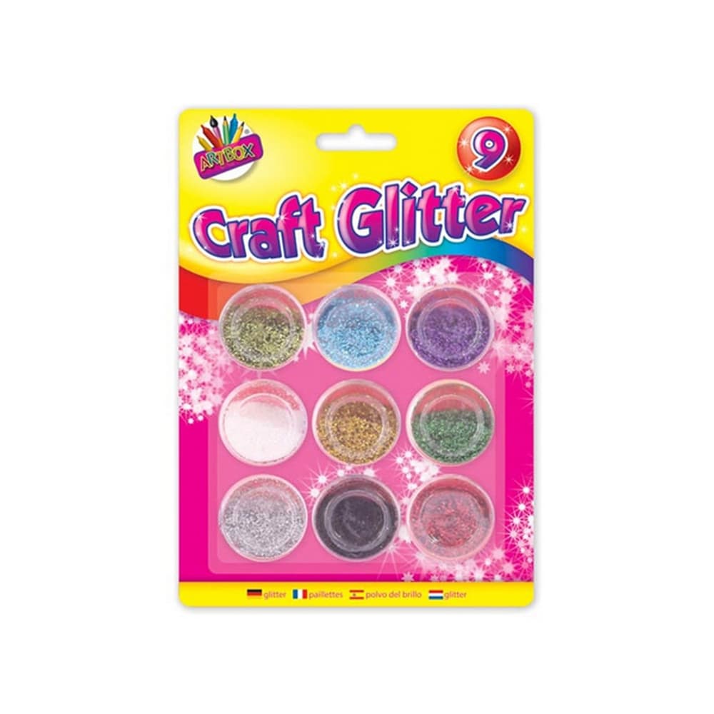 ArtBox Asorted Metallic Colour Glitter Pots (Pack of 9)
