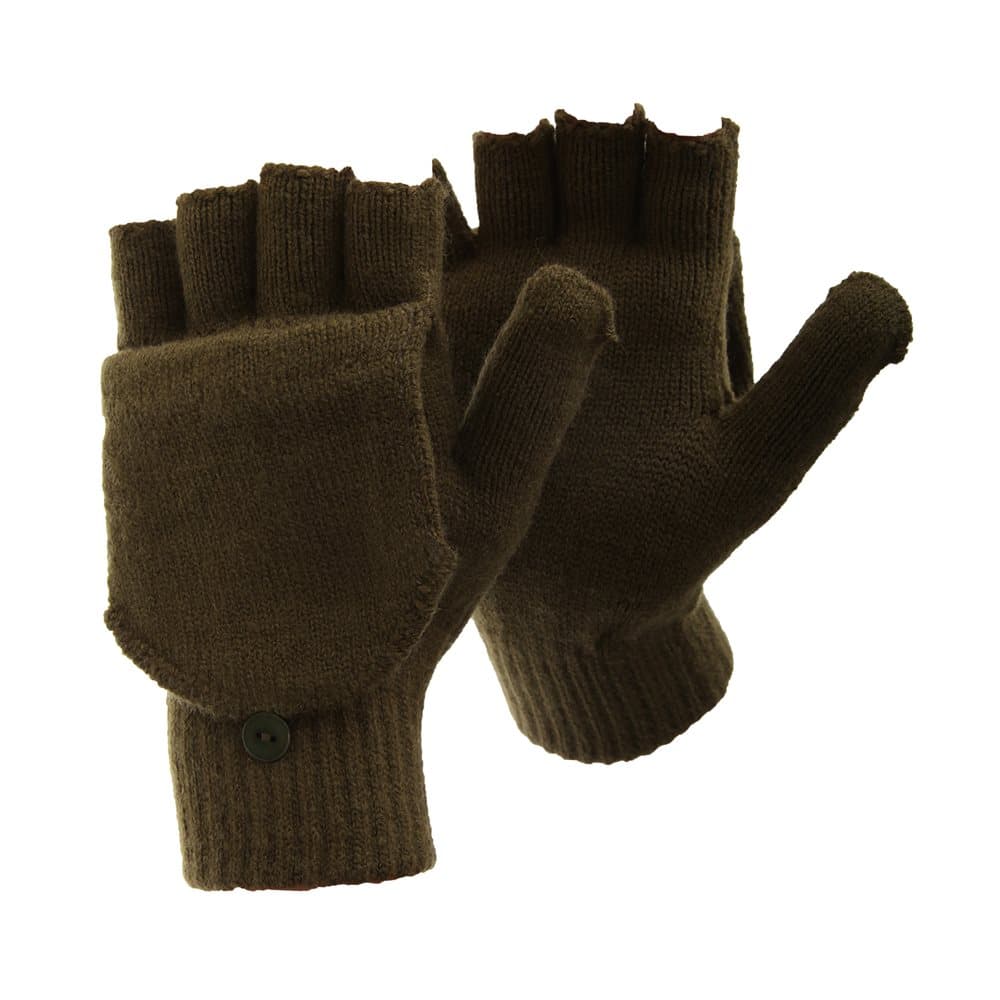 Floso Herr vanliga termiska vinterkappade fingerlösa handskar