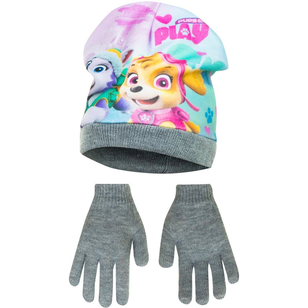 Paw Patrol Childrens Girls Pups At Play Winter Hat And Gloves Set