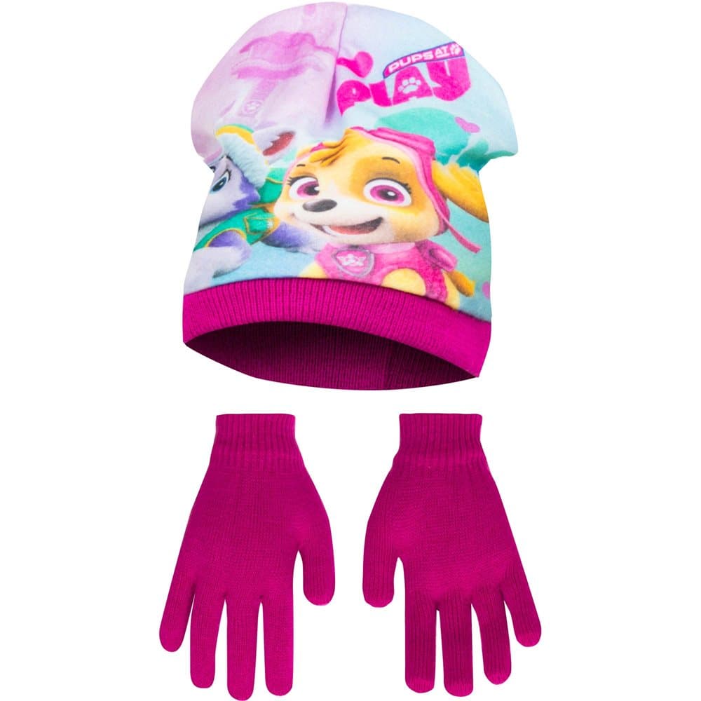 Paw Patrol Childrens Girls Pups At Play Winter Hat And Gloves Set