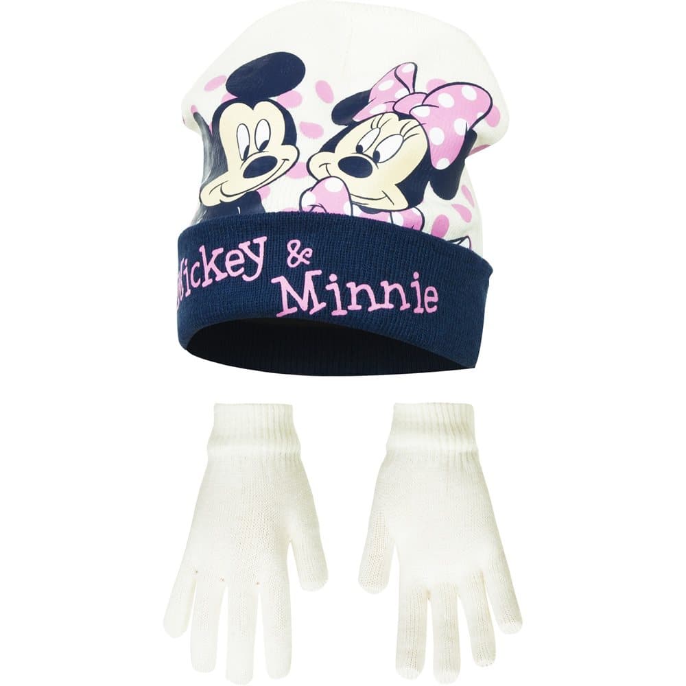 Disney Minnie Mouse Childrens Girls Mickey & Minnie Winter Hat And Gloves Set