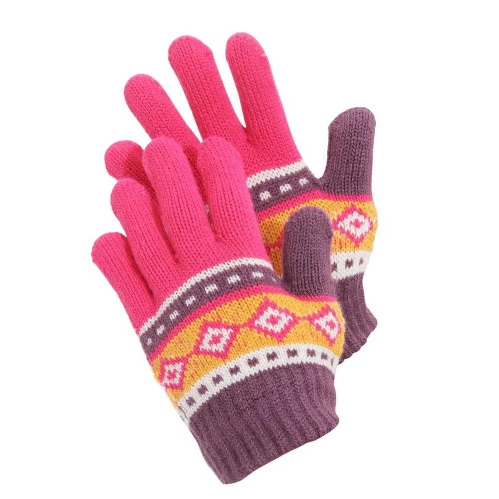 Childrens Girls Aztec Patterned Winter Gloves