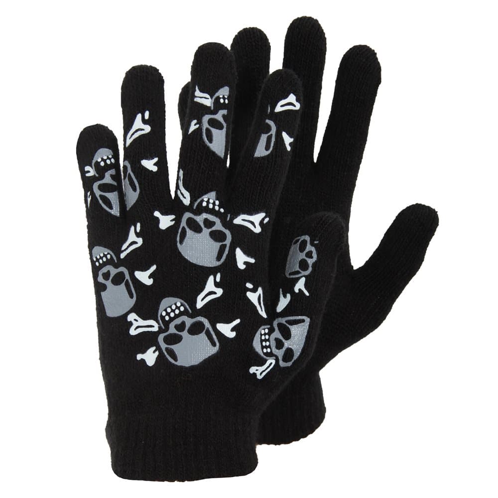 Boys Black Winter Magic Gloves With Rubber Print