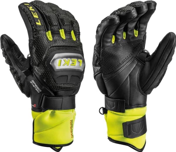 Leki WorldCup Race Tit S Speed System Ski Gloves, Black Ice Lemon. 8.5