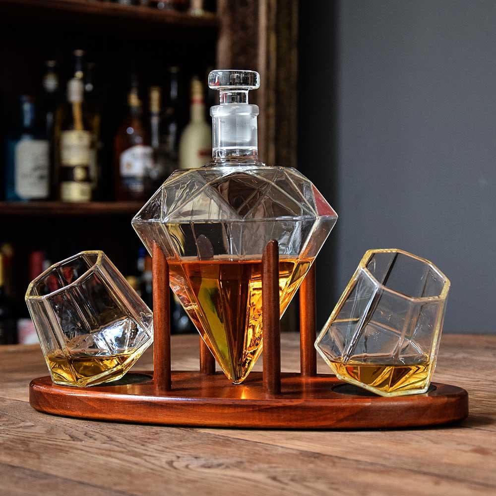 Lyxig Karaff med Whiskeyglas / Whisky Set - Diamant
