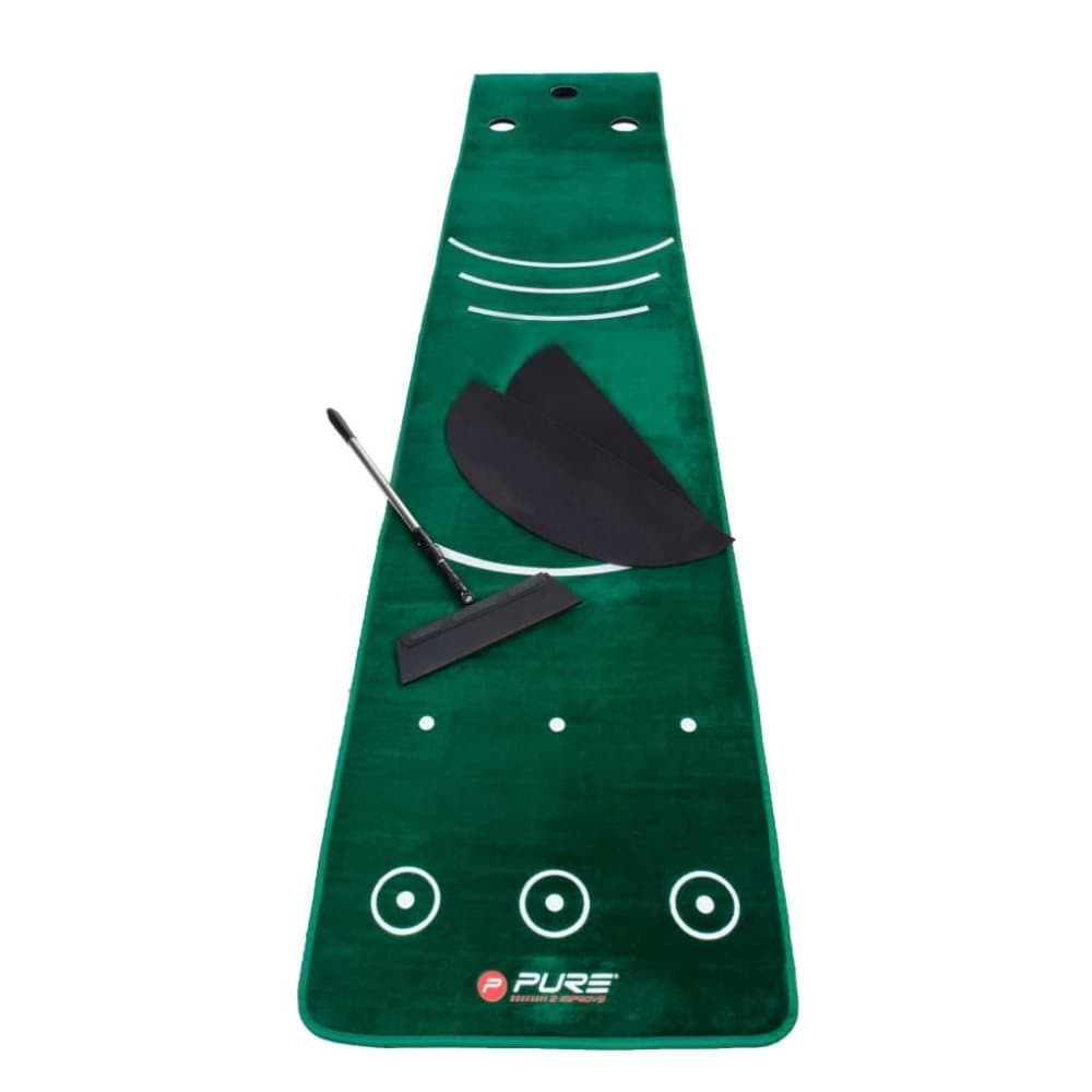 Pure2Improve Puttingmatte med kost 3353x699 cm