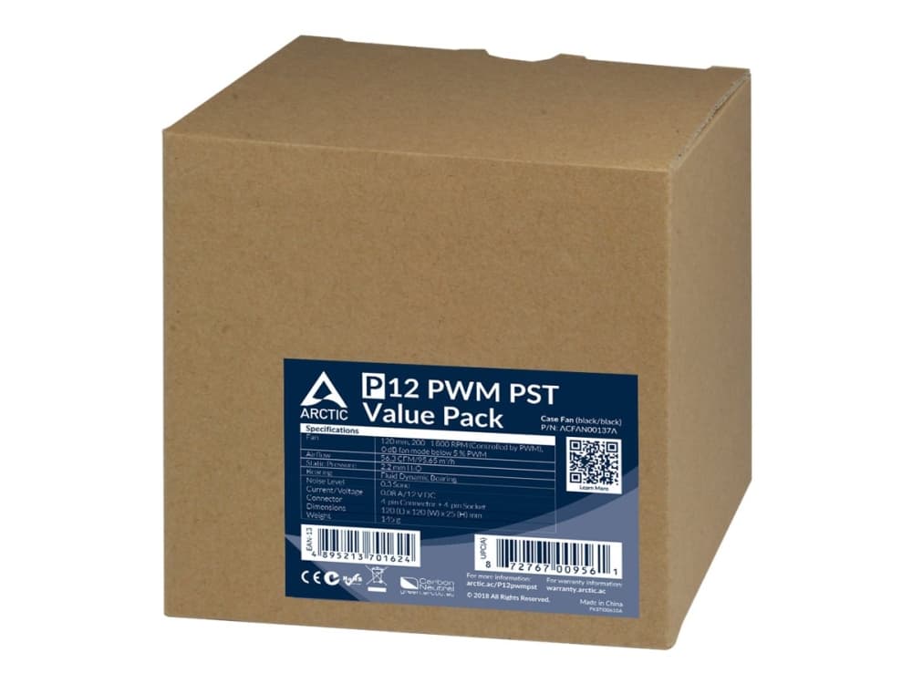 ARCTIC P12 PWM PST Value Pack - Lådfläkt - 120 mm - svart