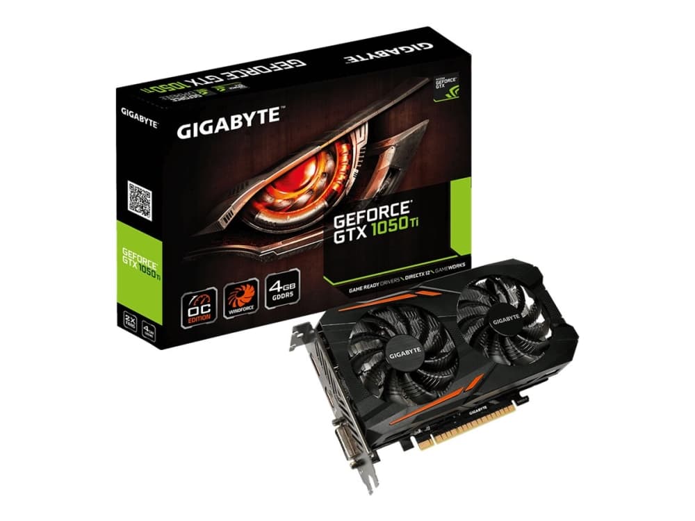 Gigabyte GeForce GTX 1050 Ti OC 4G - Grafikkort - GF GTX 1050 Ti - 4 GB GDDR5 - PCIe 3.0 x16 - DVI, HDMI, DisplayPort