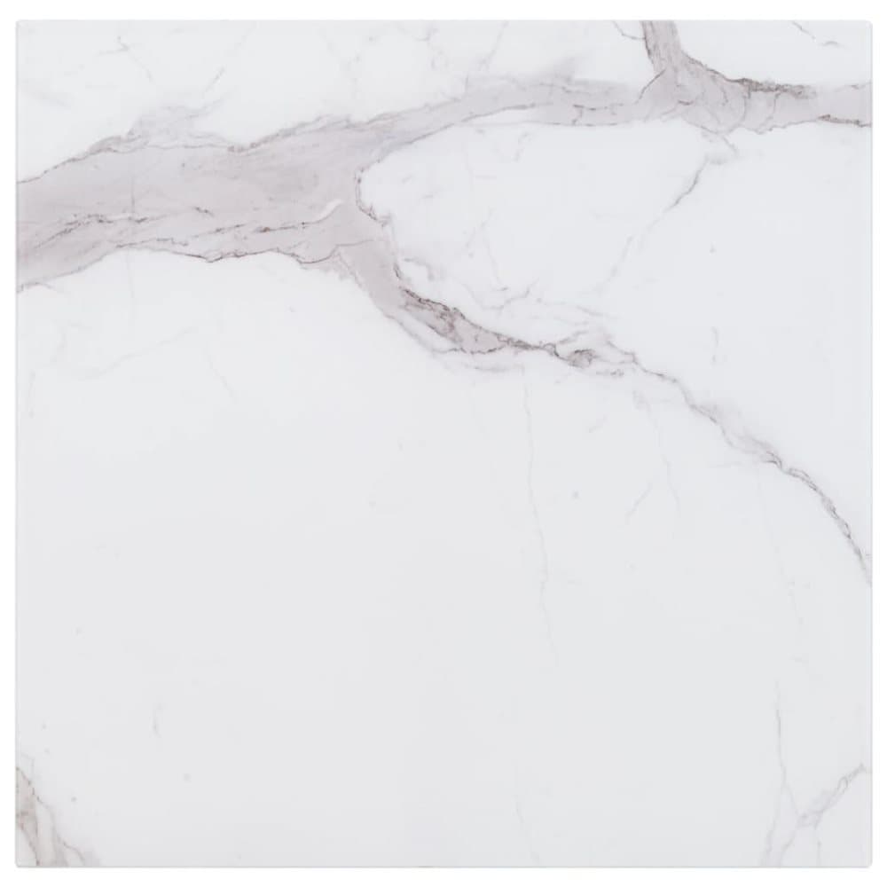 vidaXL Bordsskiva vit kvadratisk 80x80 cm glas med marmortextur