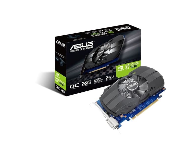 ASUS PH-GT1030-O2G - OC Edition - grafikkort - GF GT 1030 - 2 GB GDDR5 - PCIe 3.0 x16 - DVI, HDMI