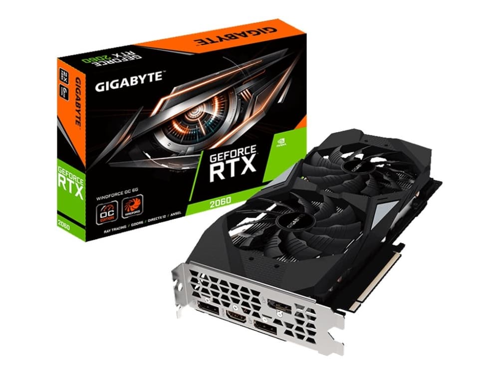 Gigabyte GeForce RTX 2060 WINDFORCE OC 6G - Grafikkort - GF RTX 2060 - 6 GB GDDR6 - PCIe 3.0 x16 - HDMI, 3 x DisplayPort