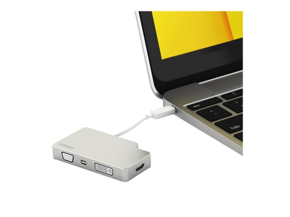 StarTech.com USB C Multiport Video Adapter 4K/1080p - USB Type C to HDMI, VGA, DVI or Mini DisplayPort Monitor Adapter - Silver Aluminum - Videogräns