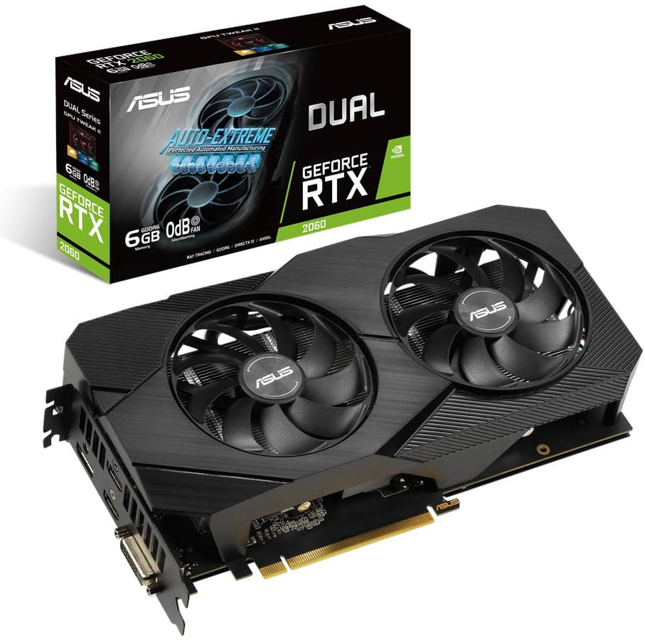 ASUS Dobbelt dual-RTX2060-6G-EVO-grafikkort - Sort